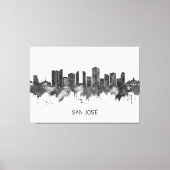 San José Costa Rica Skyline BW Canvas Afdruk (Voorkant)