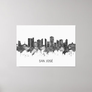 San José Costa Rica Skyline BW Canvas Afdruk