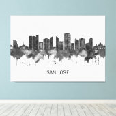 San José Costa Rica Skyline BW Canvas Afdruk (Insitu (Houten vloer))