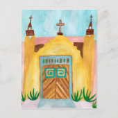 San Jose de Gracia Church Waterverf New Mexico Briefkaart (Voorkant)