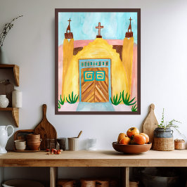 San Jose de Gracia Church Waterverf New Mexico Poster