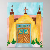 San Jose de Gracia Church Waterverf New Mexico Poster (Voorkant)