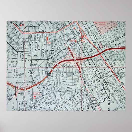 San Jose, de  Kaart van CA Poster (Voorkant)