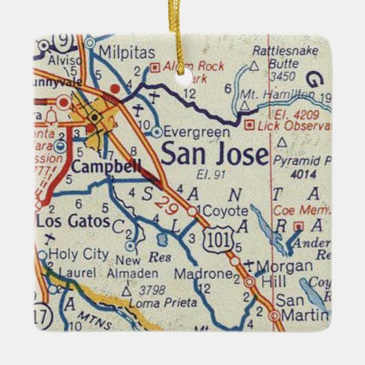 San Jose  Kaart Keramisch Ornament (Voorkant)