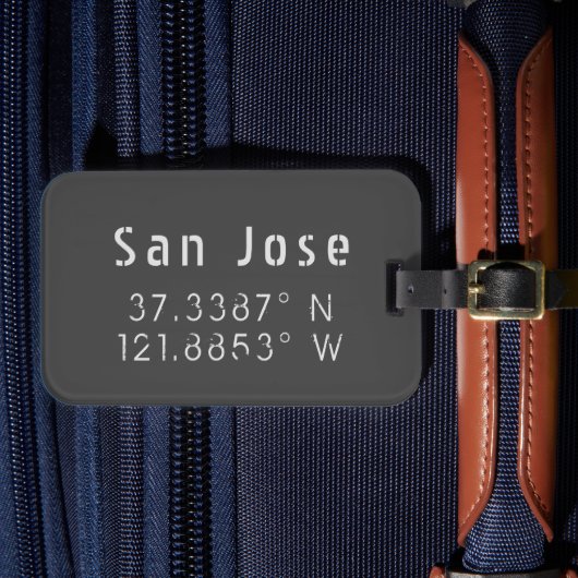 San Jose Latitude Longitude Bagagelabel (Voorkant Insitu 4)