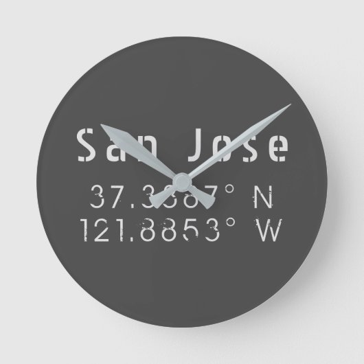 San Jose Latitude Longitude Ronde Klok (Voorkant)