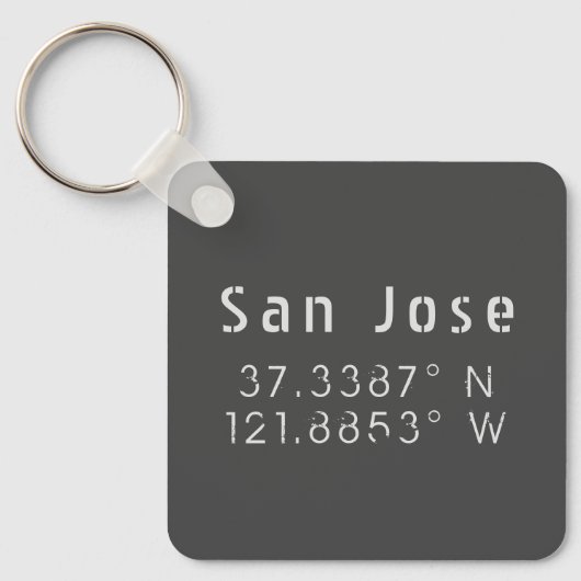 San Jose Latitude Longitude Sleutelhanger (Voorkant)