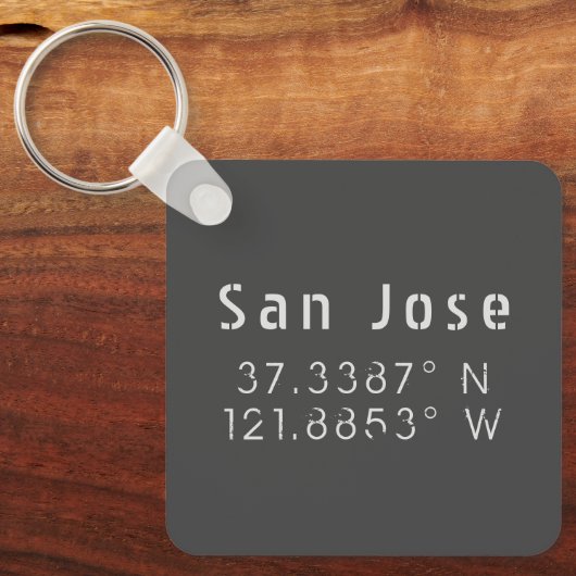 San Jose Latitude Longitude Sleutelhanger (Voorkant)