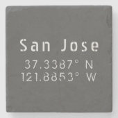 San Jose Latitude-Onderzetter met lengtegraad Stenen Onderzetter (Voorkant)