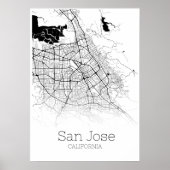 San Jose Map - California CA - City Map Poster (Voorkant)