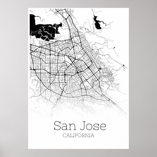 San Jose Map - California CA - City Map Poster (Voorkant)