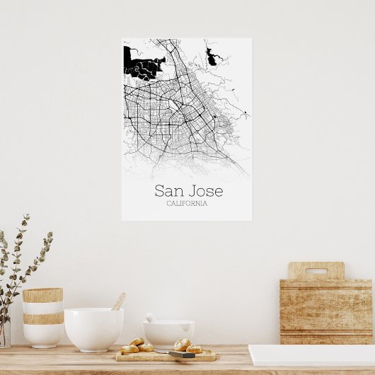 San Jose Map - California CA - City Map Poster (Keuken)