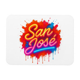 San José Retro Neon Script Street Art Splash Magneet