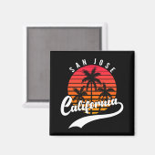 San Jose Retro Sunset and Palm Trees Magnet (Voorkant / Achterkant)