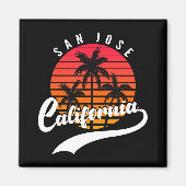 San Jose Retro Sunset and Palm Trees Magnet (Voorkant)