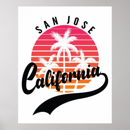 San Jose Retro Zonsondergang Poster (Voorkant)