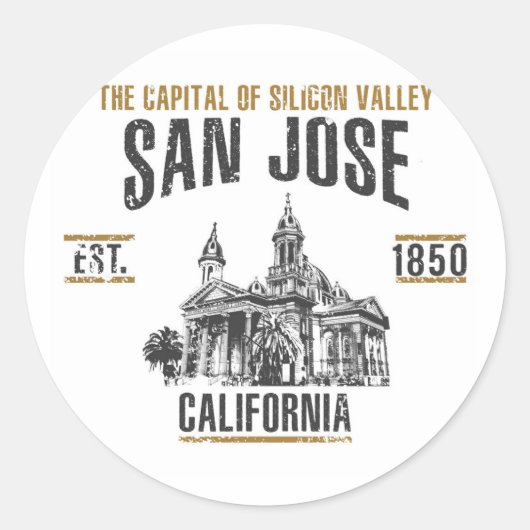 San Jose Ronde Sticker (Voorkant)