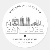 San Jose Skyline | Bruiloft Welkom Favor Ronde Sticker (Voorkant)