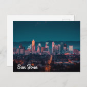 San Jose Skyline Night View Briefkaart (Voorkant / Achterkant)