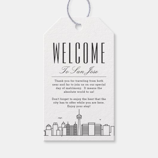 San Jose Skyline | Welkomstbericht Cadeaulabel (Voorkant)