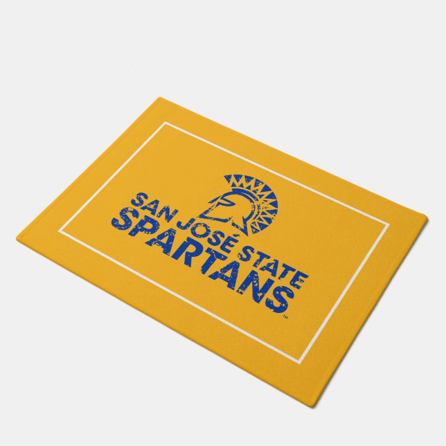 San Jose State Spartans Logo Wordmark Distress Deurmat (Schuin)