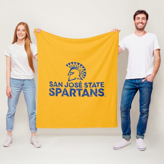 San Jose State Spartans Logo Wordmark Distress Fleece Deken (In situ)