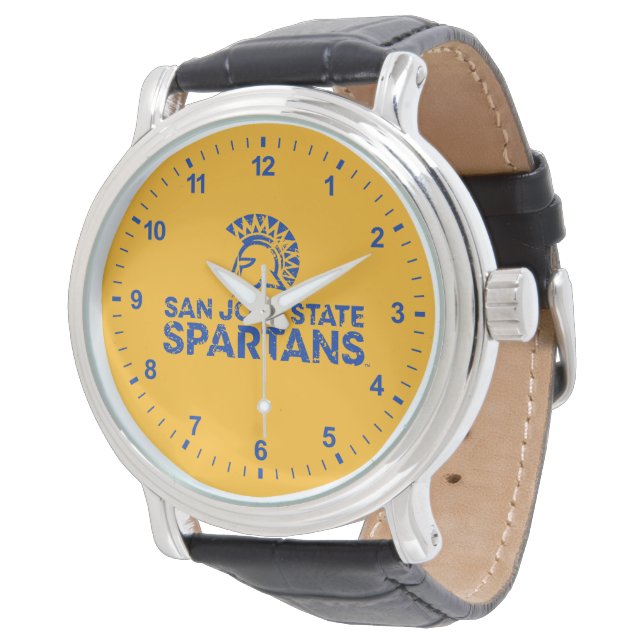 San Jose State Spartans Logo Wordmark Distress Horloge (Gekanteld)