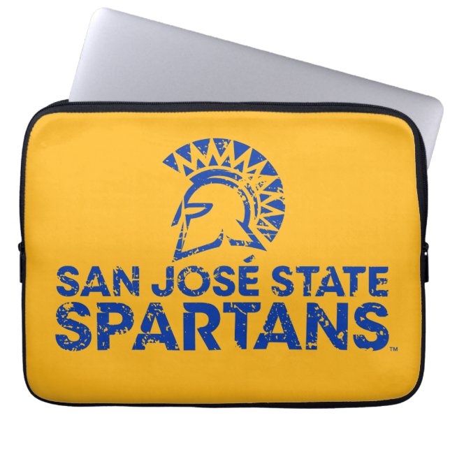 San Jose State Spartans Logo Wordmark Distress Laptop Sleeve (Voorkant)