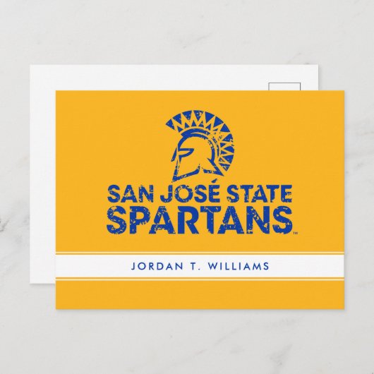 San Jose State Spartans Logo Wordmark Distress Uitnodiging Briefkaart (Voorkant / Achterkant)