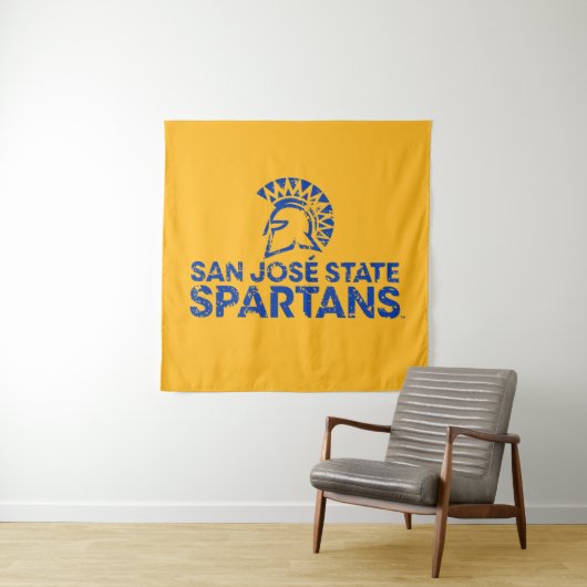 San Jose State Spartans Logo Wordmark Distress Wandkleed (In situ)