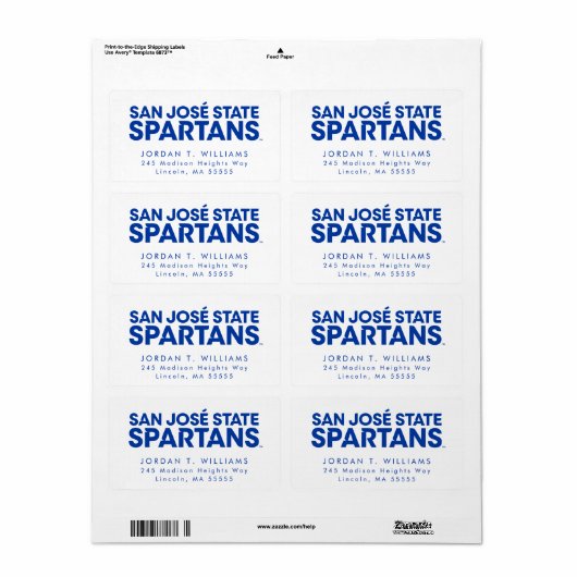 San Jose State Spartans Wordmark Etiket (Full Sheet)
