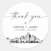 San Jose Thank You Favor 3" (vel van 6) Ronde Sticker (Voorkant)
