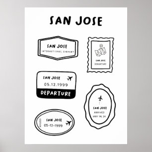 San Jose - Travel Stamp Collectie   Minimalistisch Poster