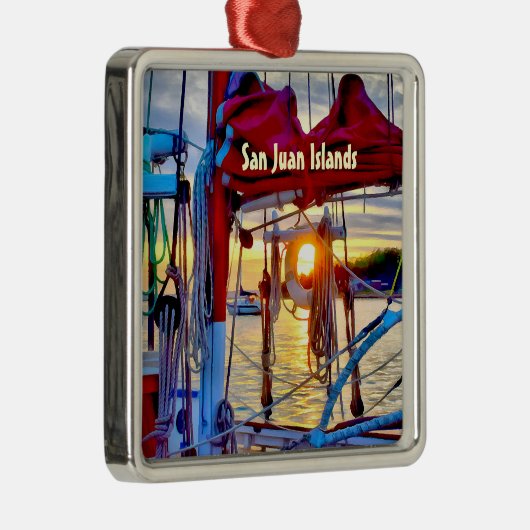 San Juan-eilanden met kerstversiering Metalen Ornament (Rechts)