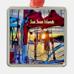 San Juan-eilanden met kerstversiering Metalen Ornament