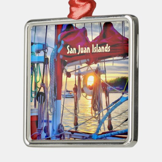 San Juan-eilanden met kerstversiering Metalen Ornament (Links)