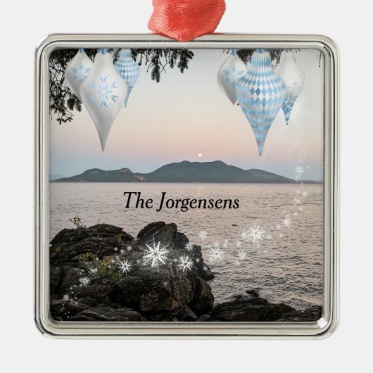 San Juan-eilanden - Moon Rising Over Cypress Islan Metalen Ornament (Voorkant)