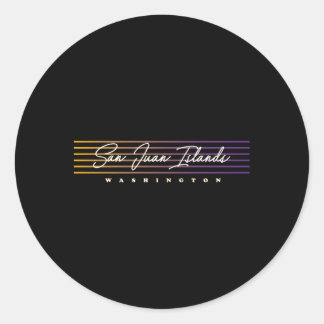 San Juan Eilanden Nostalgische Stijl Washington Ronde Sticker