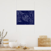 San Juan-eilanden WA Kaart Nautical Chart Blue Art Poster (Keuken)