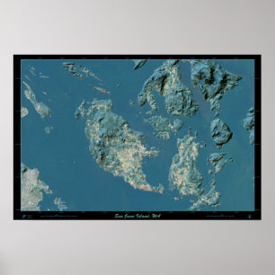 San Juan Island, poster van de satelliet van Washi
