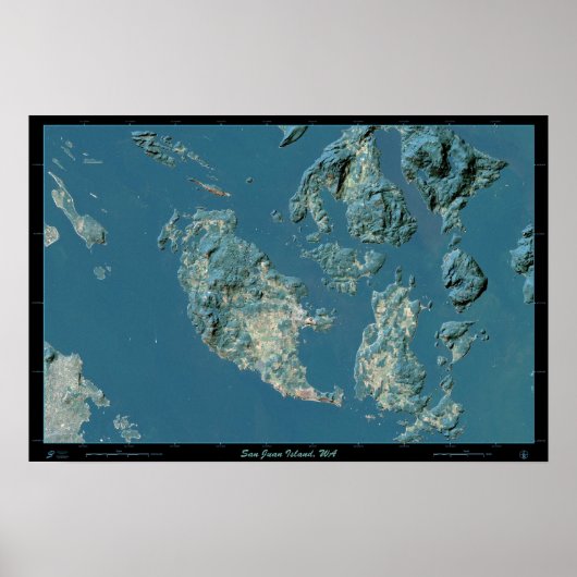 San Juan Island, poster van de satelliet van Washi (Voorkant)