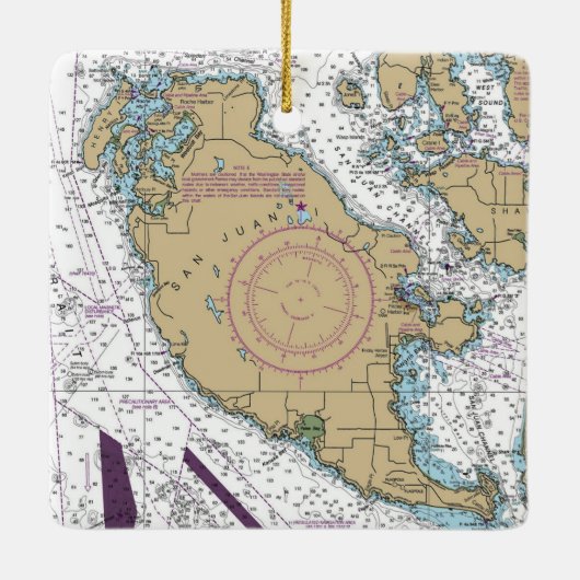 San Juan Island WA Chart Keramisch Ornament (Achterkant)