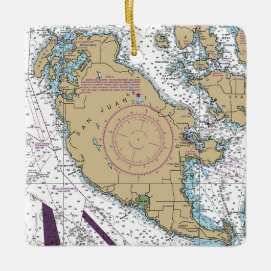 San Juan Island WA Chart Keramisch Ornament (Voorkant)