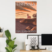 San Juan Island, WA - Limoen Kiln Lighthouse Poster (Thuiskantoor)