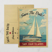 San Juan Islands Save the Date Sailboat Nautical Aankondigingskaart (Voorkant / Achterkant)