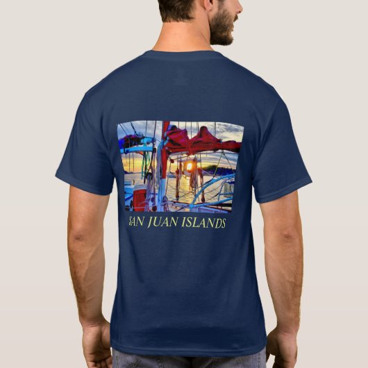 San Juan Islands Sunset and Sailships Tee Shirt (Achterkant)