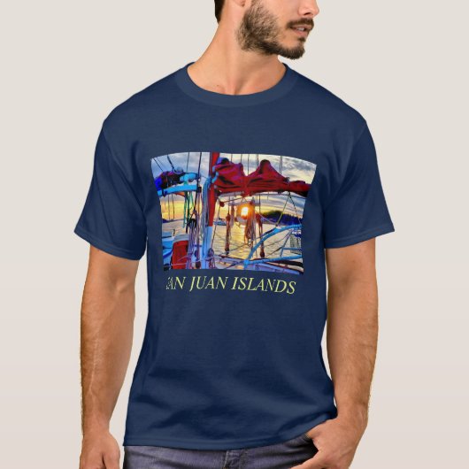San Juan Islands Sunset and Sailships Tee Shirt (Voorkant)