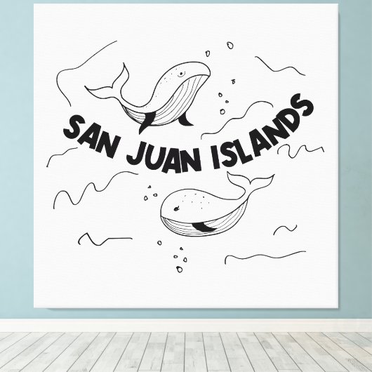 San Juan Islands Whales Canvas Afdruk (Insitu (Houten vloer))