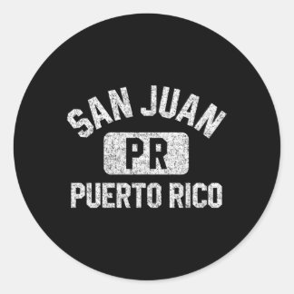 San Juan PR Puerto Rico Gym Stijl Verdrietig Wit Ronde Sticker