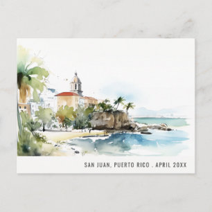 San Juan Puerto Rico Aquarel Landschap Reis Briefkaart